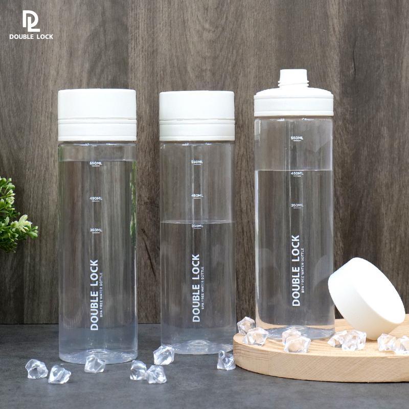 Double Lock ชุดกระบอกน้ำ ขวดน้ำพลาสติก ขวดน้ำพกพา 3 ขวด รุ่น 1812(3)