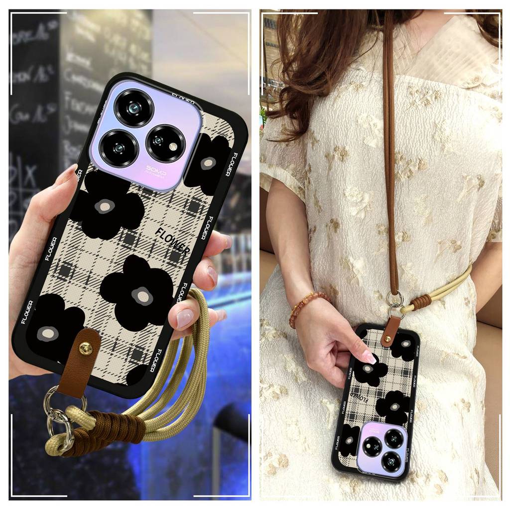 ห่อเต็มเคสโทรศัพท์การ์ตูนสําหรับ ZTE Blade V60 ออกแบบ/Axon 60 Lite ออกแบบแฟชั่น Lanyard สร้อยคอป้องก