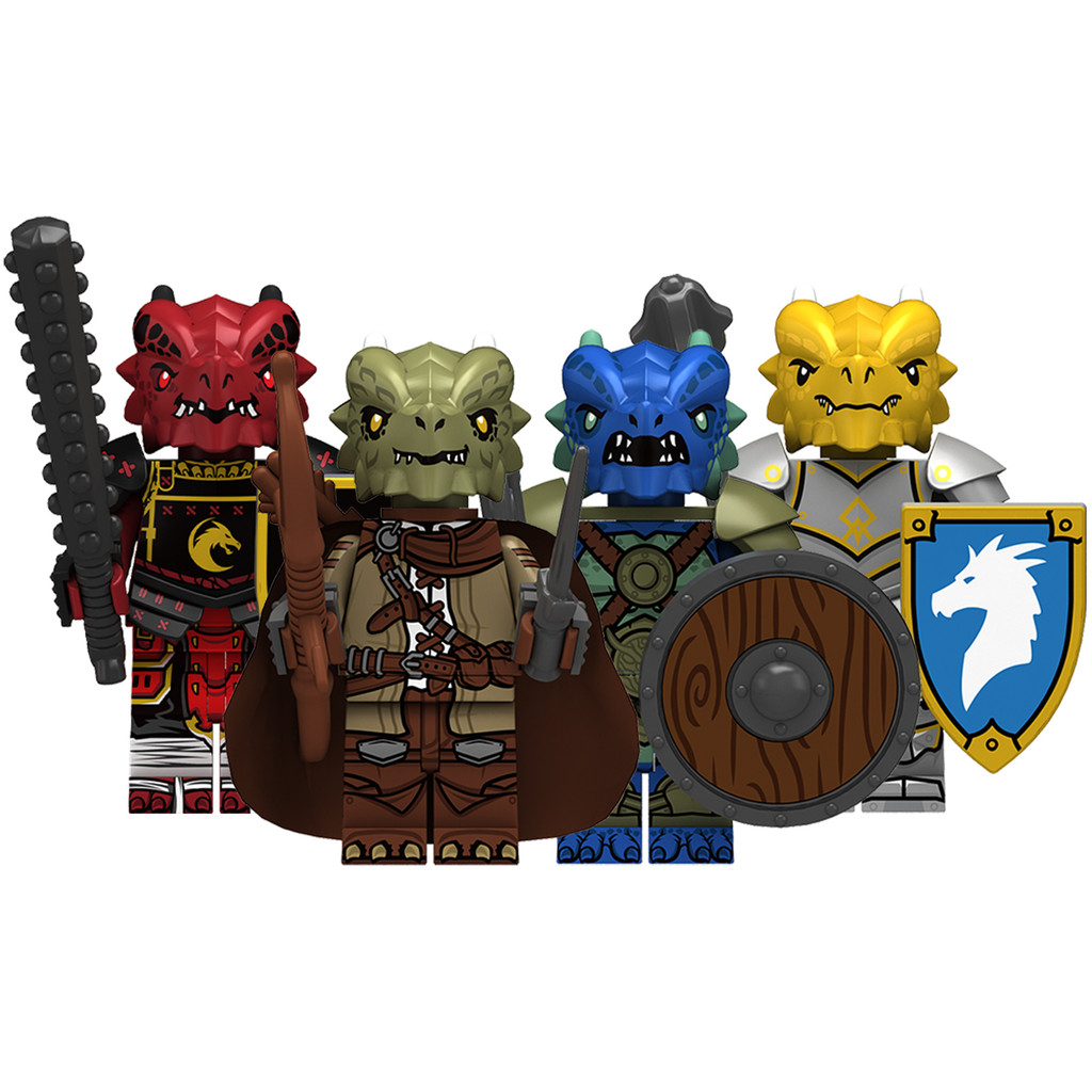 ของเล่นจิ๋ว toy บล็อกอาคารจีนซีรีส์ยุคกลาง Red Dragon Warrior Ranger Dragon Armor Edition Puzzle Plu