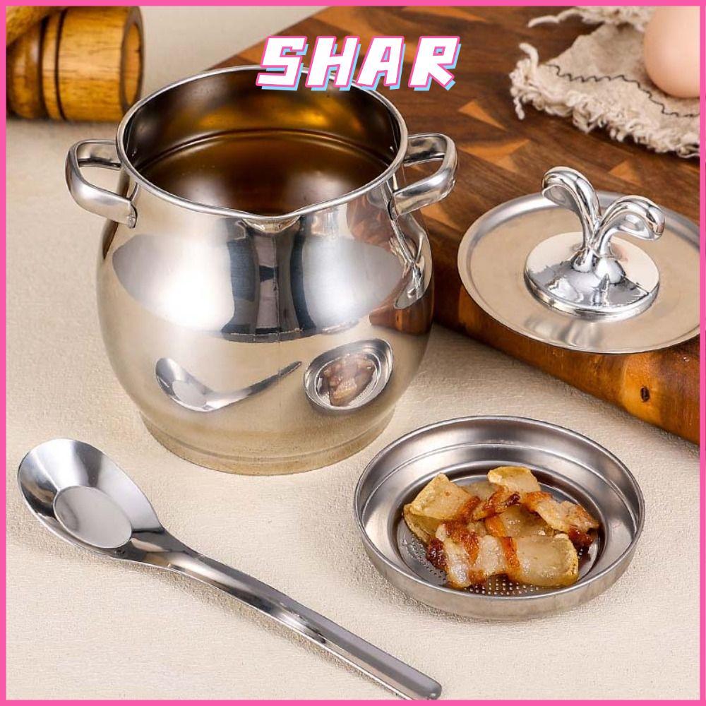 SHAR หม้อกรองน้ํามัน, ถังกรองสแตนเลสความจุขนาดใหญ่, ภาชนะเก็บจาระบี 1.5/3.5L หม้อน้ํามันห้องครัว