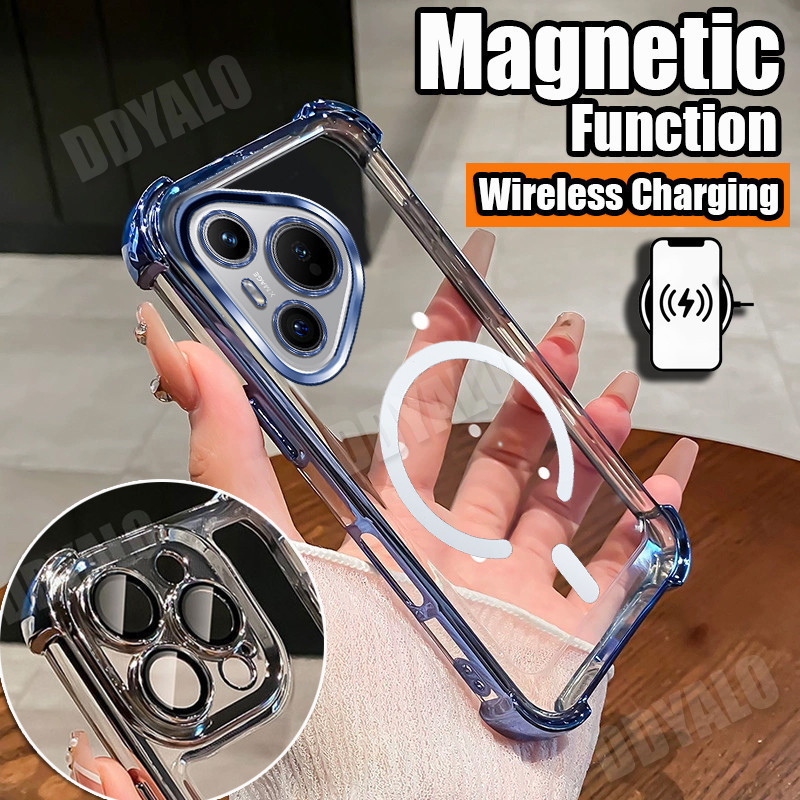 หรูหราโปร่งใส Electroplated เคสโทรศัพท์สําหรับ Huawei p40 p50 p60 p70 pro เคสโทรศัพท์เลนส์ฝาครอบฟิล์