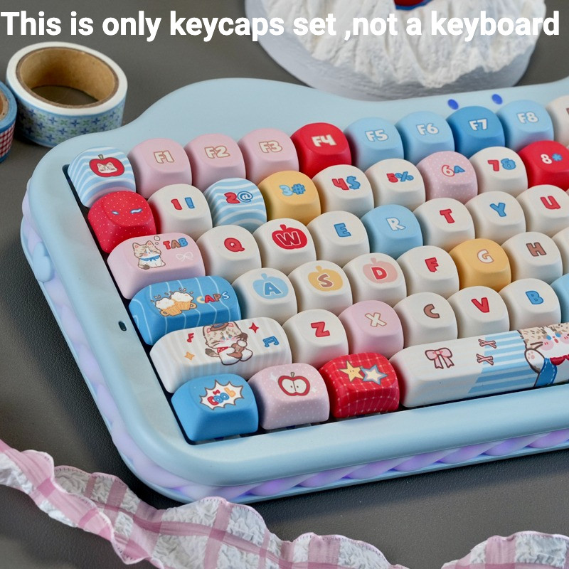 Thai characters PBT Keycap MOA Western Cat Cat Blue Themed Keycap ชุดรอบส่วนบุคคล Keycap PBT Dye Sub