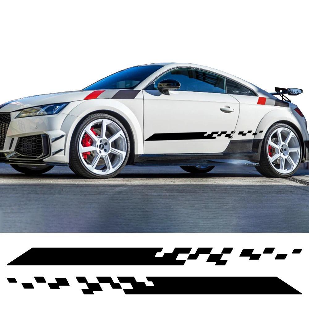 สติกเกอร์รถประตูด้านข้าง Racing Stripes ภายนอกไวนิล Decals กราฟิกอุปกรณ์เสริมอัตโนมัติสําหรับ Audi T