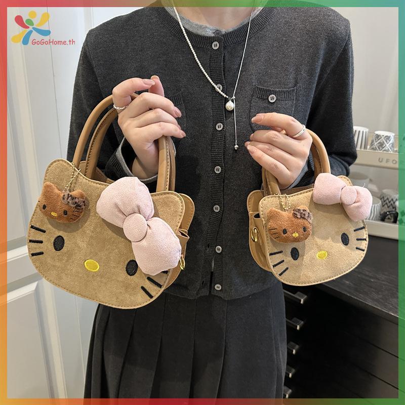 กระเป๋าสะพายข้างแบบ tote KT Cat สไตล์คิตตี้ ขนาดพรีเมียม สีดำ เหมาะสำหรับทำงานและเที่ยว