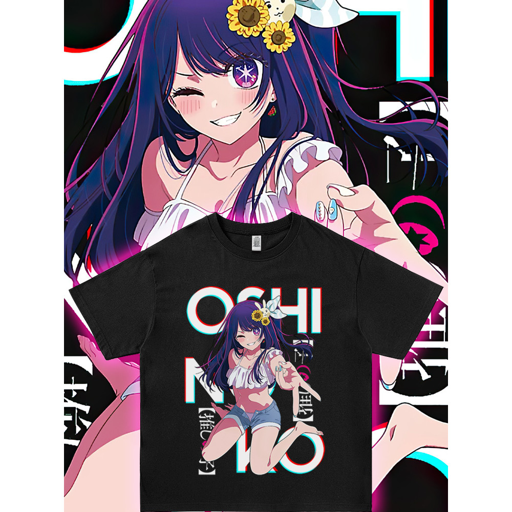 Oshi no Ko T-Shirt | Ai Hoshino Anime Tee | Japanese Style Unisex Cotton Top เสื้อยืดอนิเมะ Oshi no 
