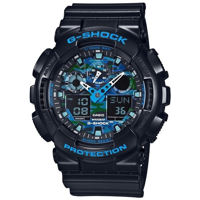 2026 g*/@shock Ga-110 Camouflage Blue Sports Watch GA-100CB-1AJF นาฬิกาสปอร์ตกันน้ํา