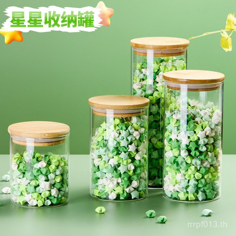 ขวด Lucky Star Wish ขนาดใหญ่พับ Wish ขวดแก้ว Star Origami พร้อมฝาปิดของขวัญ Strip โปร่งใส Creative N