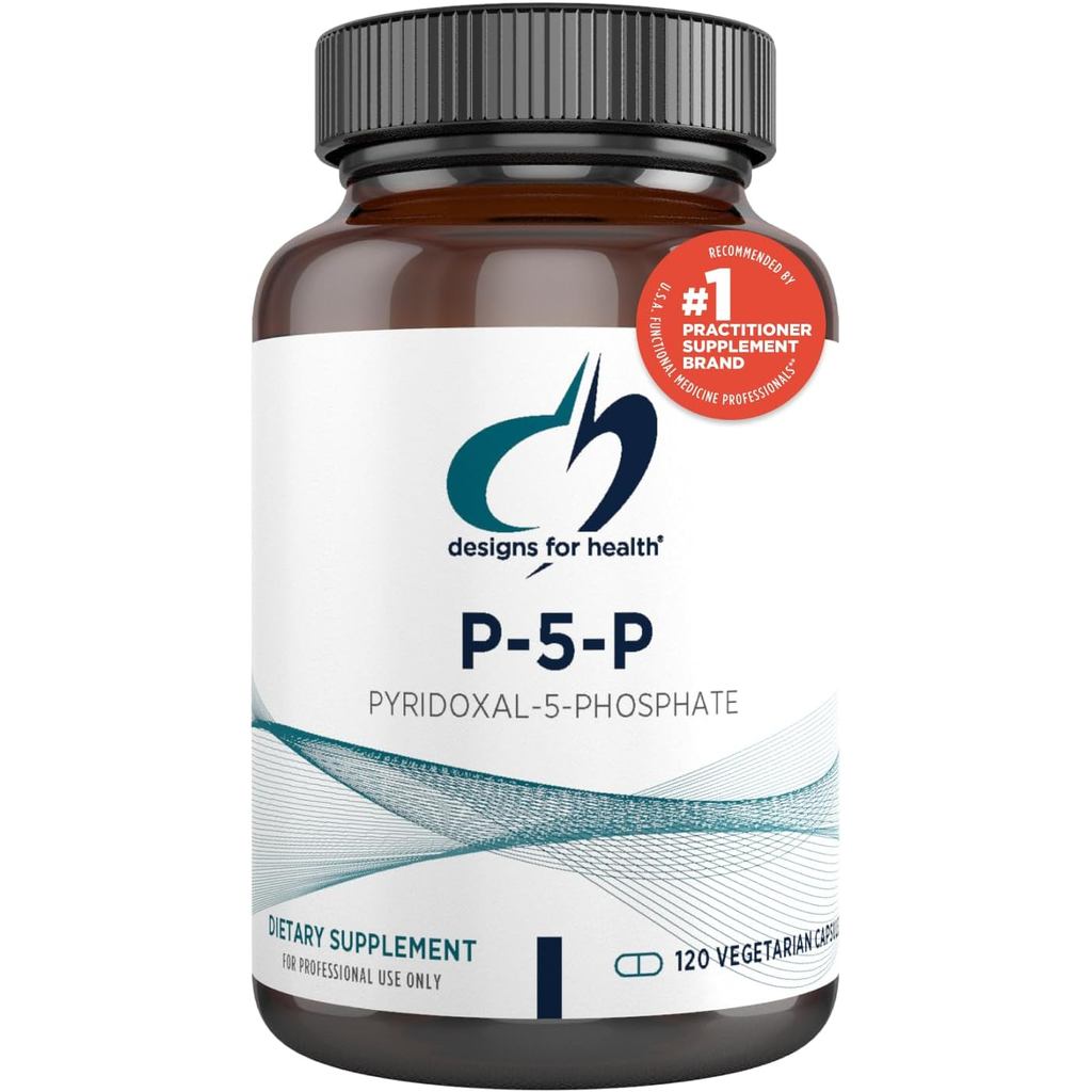 การออกแบบเพื่อสุขภาพ P-5-P - 50mg วิตามิน B6 (P5P Pyridoxal-5-Phosphate) อาหารเสริม - Non-GMO, Vegan