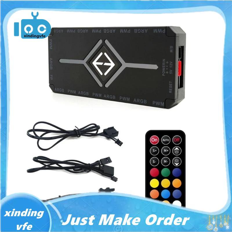 ARGB PWM Controller รีโมทคอนโทรลไร้สายพัดลม Hub PWM ARGB Controller Hub อะแดปเตอร์คอมพิวเตอร์พีซีกรณ