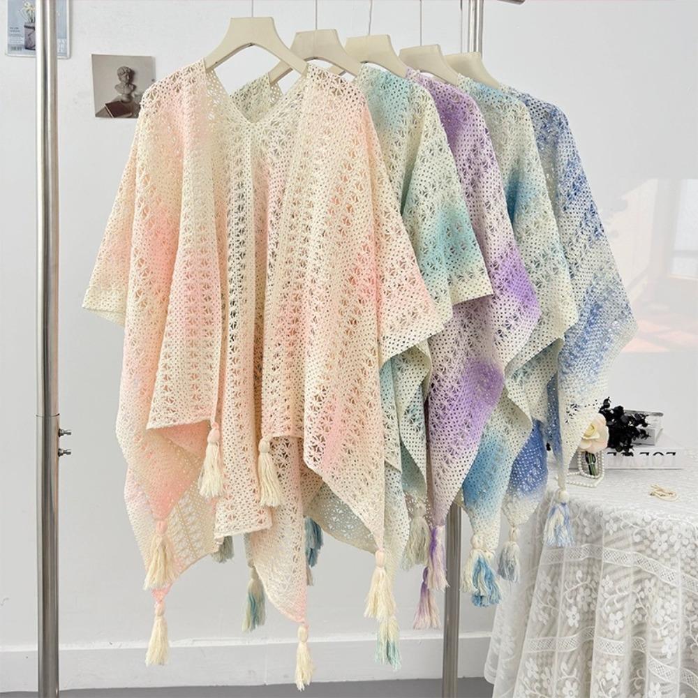 BANDOLERA Poncho ลายทายีไทดาย สไตล์โบฮีเมียน สำหรับผู้หญิง มีความยืดหยุ่นในการใช้งาน เป็น Shawl และ 