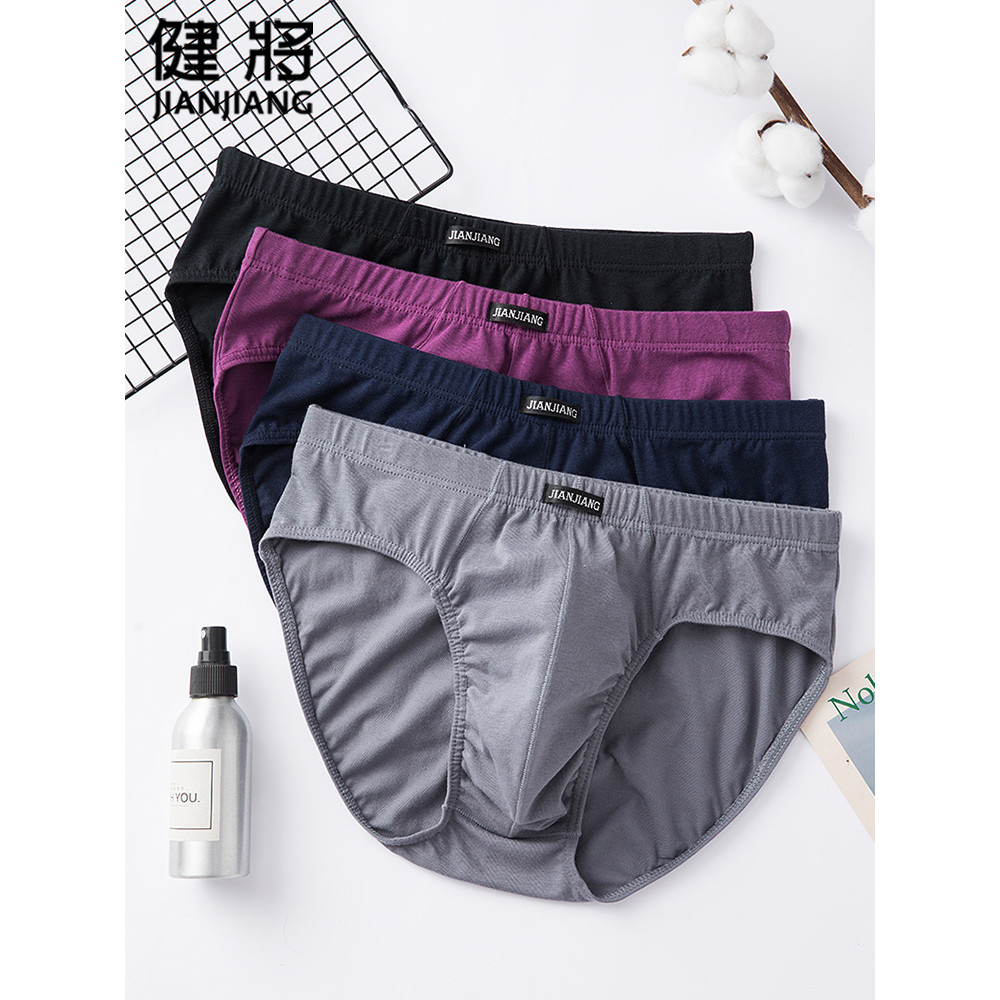 Jianjiang กางเกงในชายผู้ชายผ้าฝ้ายแท้ต้านเชื้อแบคทีเรียระบายอากาศชายกลางเอวหลวมขนาดใหญ่กางเกงขาสั้นผ