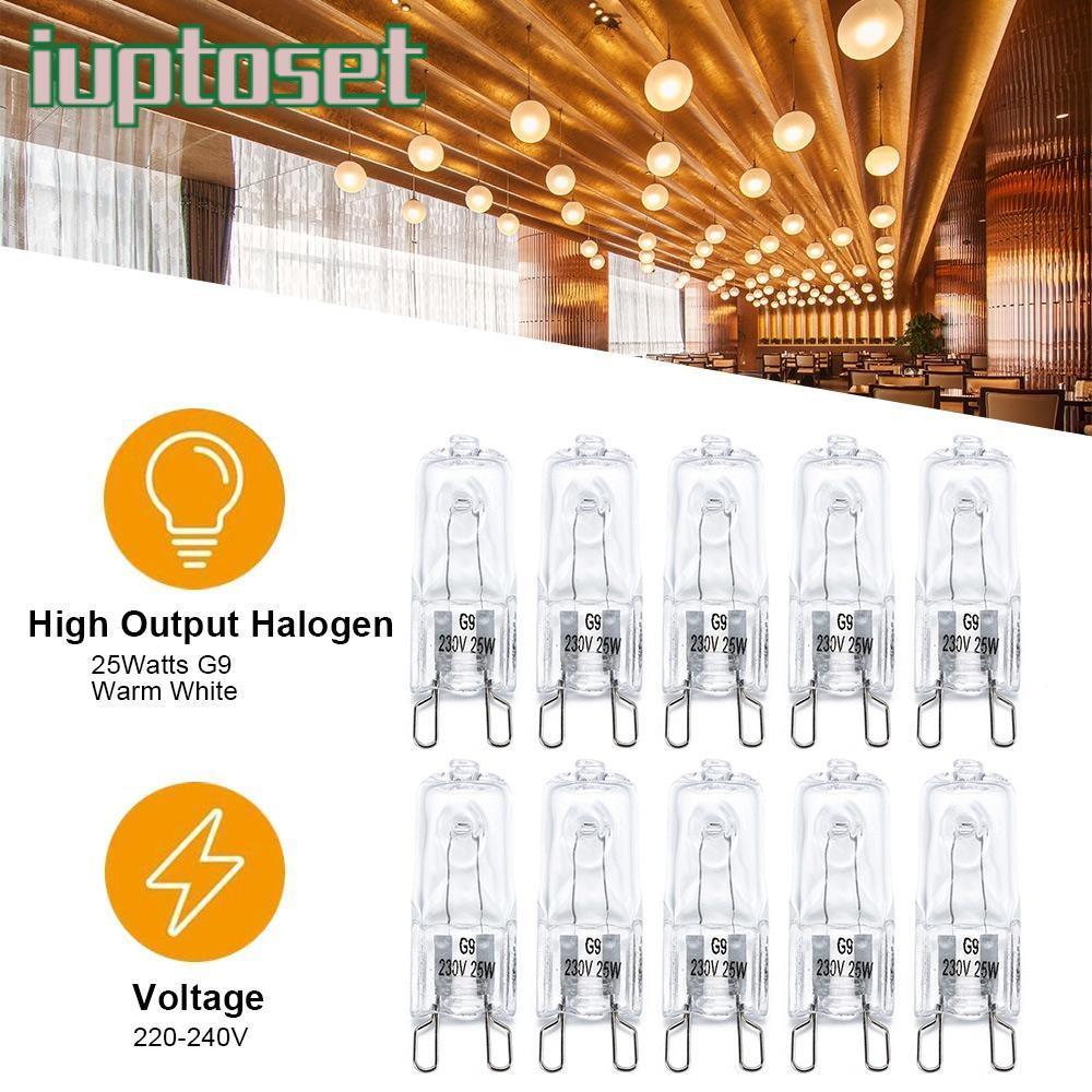IUPTOSET 10 ชิ้นหลอดไฟฮาโลเจน, 25 W/40 W/60 W 220 V Filament โคมไฟ, คุณภาพ G9 ทนอุณหภูมิสูงประหยัดพลังงานโคมไฟคริสตัลตู้เย็น