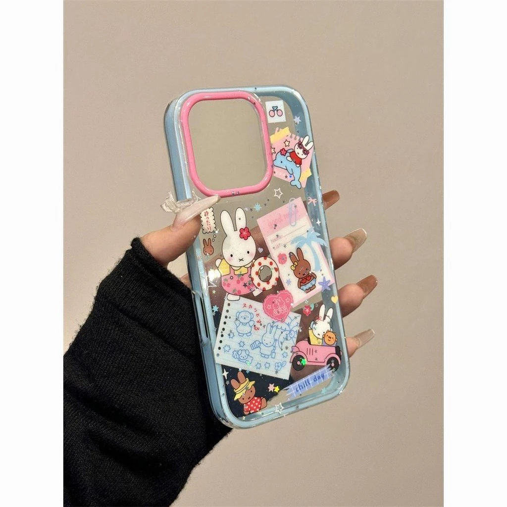 XINGX Miffy กระต่ายเล่นโปร่งใสเคสโทรศัพท์ Drop-Resistant สําหรับ iPhone 16 Promax 15 Promax 11 12 13mini XS XR XS Max 78se 7plus 6SP 6S
