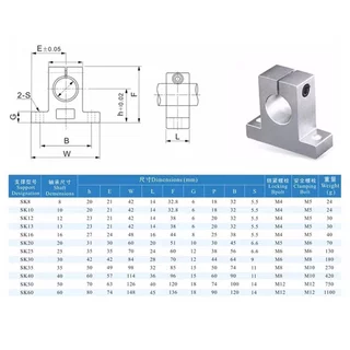 SK ขาตั้งเพลา แนวตั้ง ขนาด 6-20mm Vertical SK Linear Shaft Support Aluminum Alloy ตัวยึดแกน ฐานยึดแกน ขายึดเพลา SK8/S...