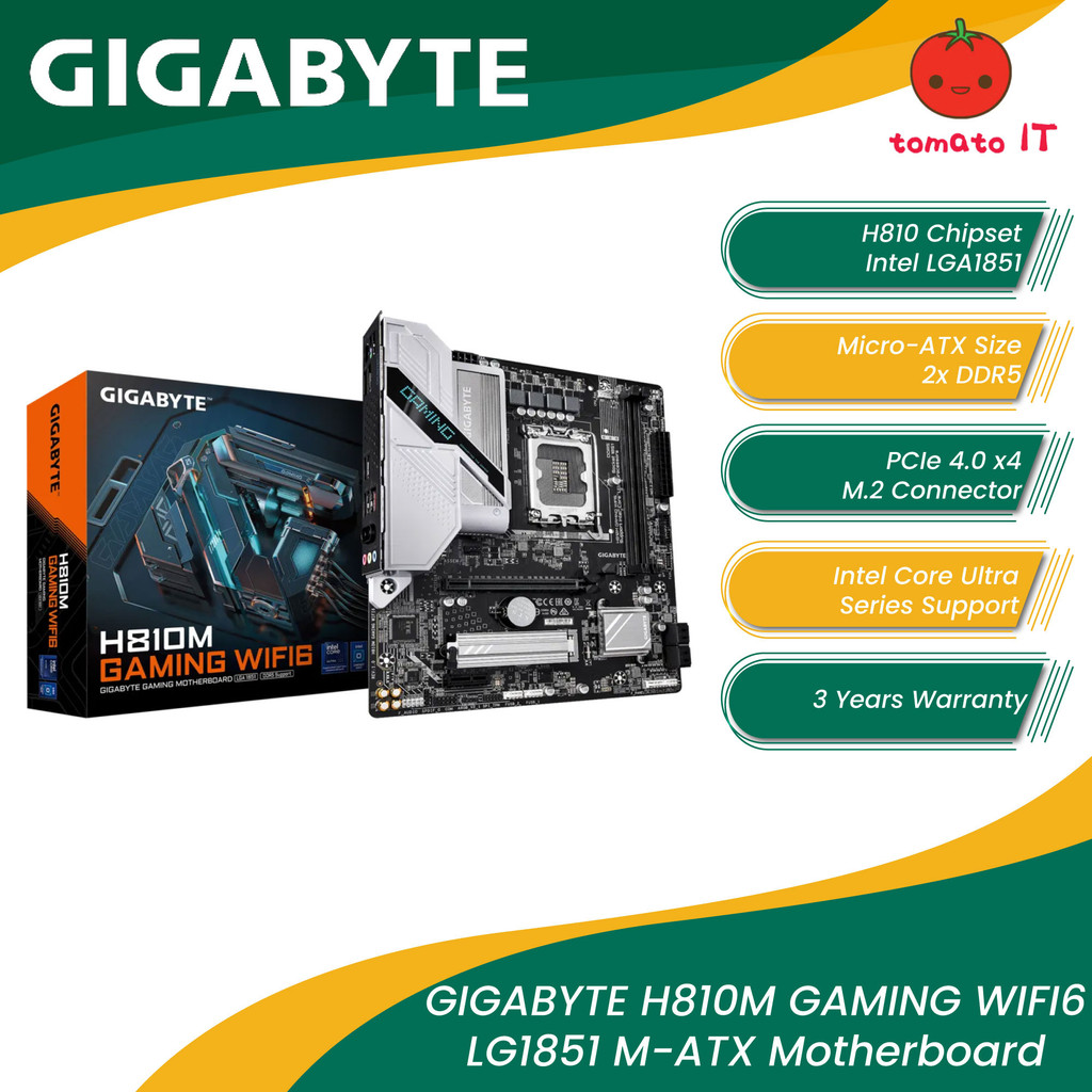 GIGABYTE H810M GAMING WIFI6 LGA1851 เมนบอร์ด Micro-ATX