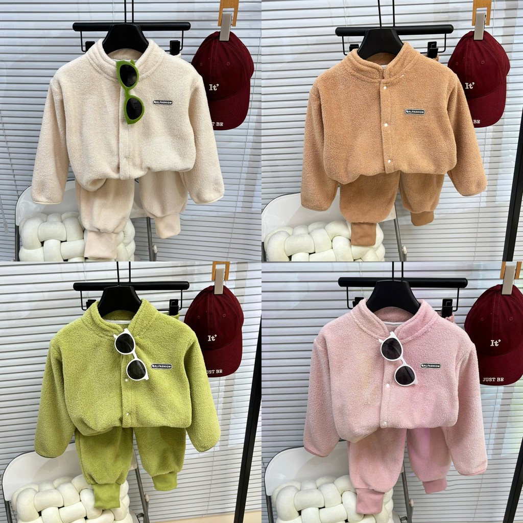 ชุดนอนเซ็ต2ชิ้น ชุดกันหนาว2025 ผ้าหนาๆอุ่นๆ ติดกระดุมน่า