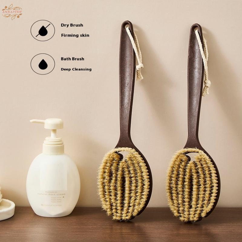 Ank Bath Shower Brush แปรงอาบน้ําผิวแห้ง Body Soft Natural Bristle Massager Care Tool Soft Natural Bristle PE Handle EN