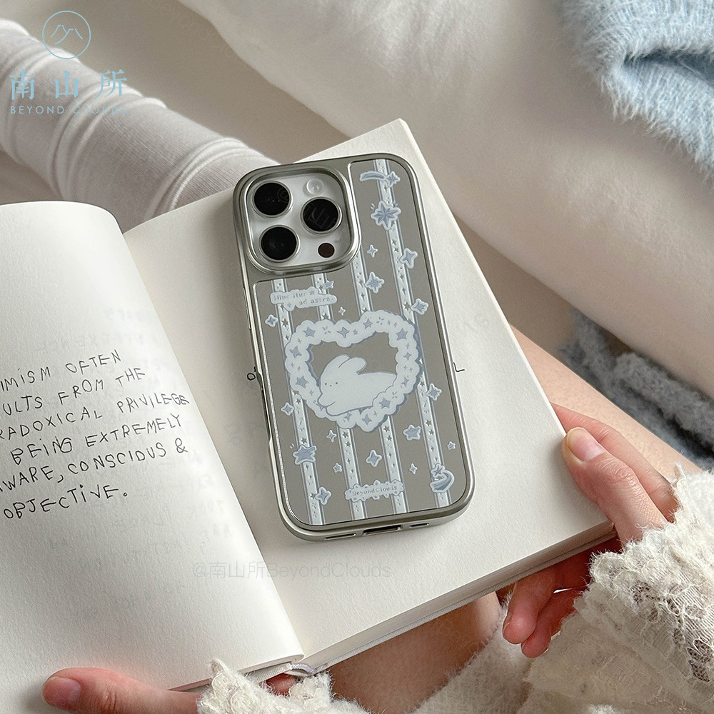 หมอกและหมอกควันสีฟ้าแต่งหน้ากระจกโทรศัพท์กรณี Drop-Resistant สําหรับ iPhone 16 Promax 15 Promax 11 12 13 14plus 15plus 16e 16plus 15pro