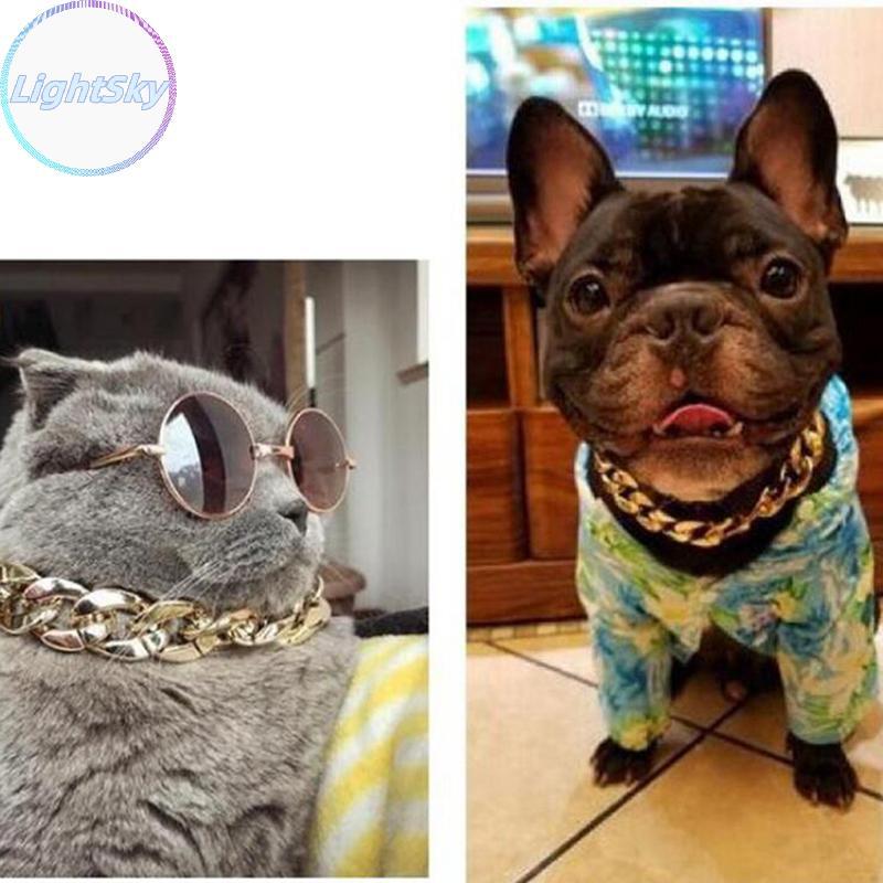 LightSky 1 PC Gold ปรับสุนัขสร้อยคอทองสําหรับสุนัขลูกแมวอุปกรณ์สัตว์เลี้ยง TH