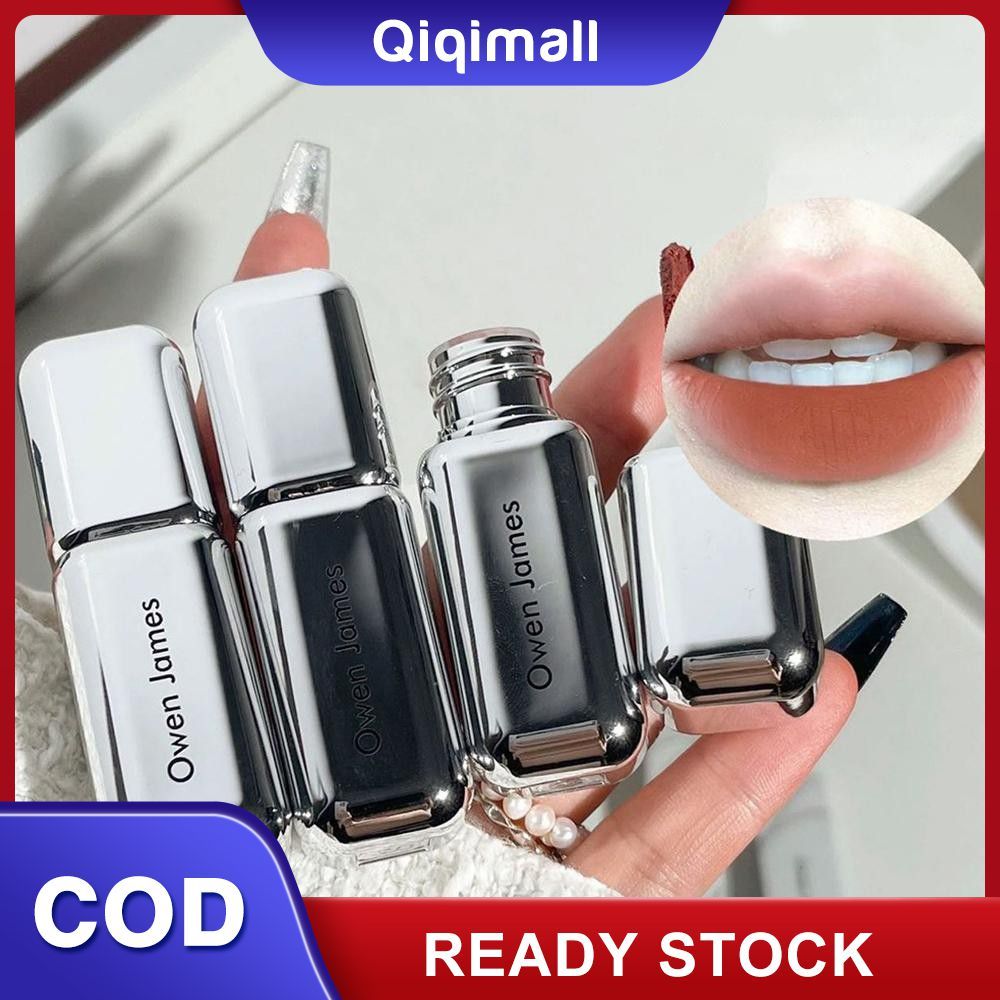 ลิปกลอสเนื้อกำมะหยี่แมทต์ติดทนนาน Owen James Lip Gloss Velvet Matte Long-Lasting Lipstick Makeup Lip