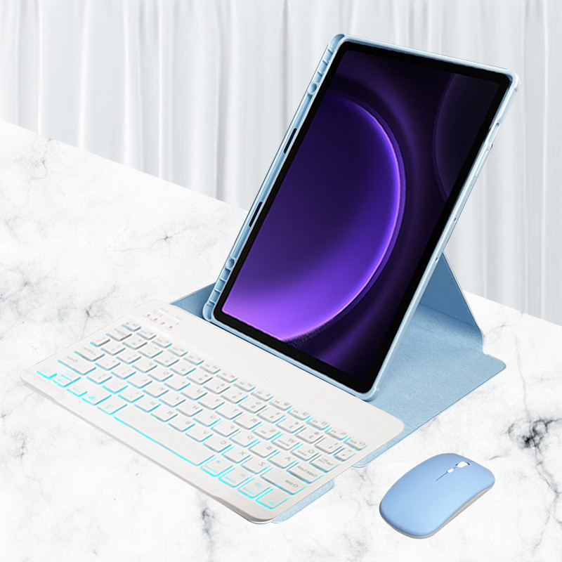 แป้นพิมพ์ภาษาไทย+คีย์บอร์ด 360°หมุนได้เคสหนังอะคริล for Samsung Galaxy Tab S6 Lite S10FE+ A8 A9 A11 S11 S789 S10 + S7FE