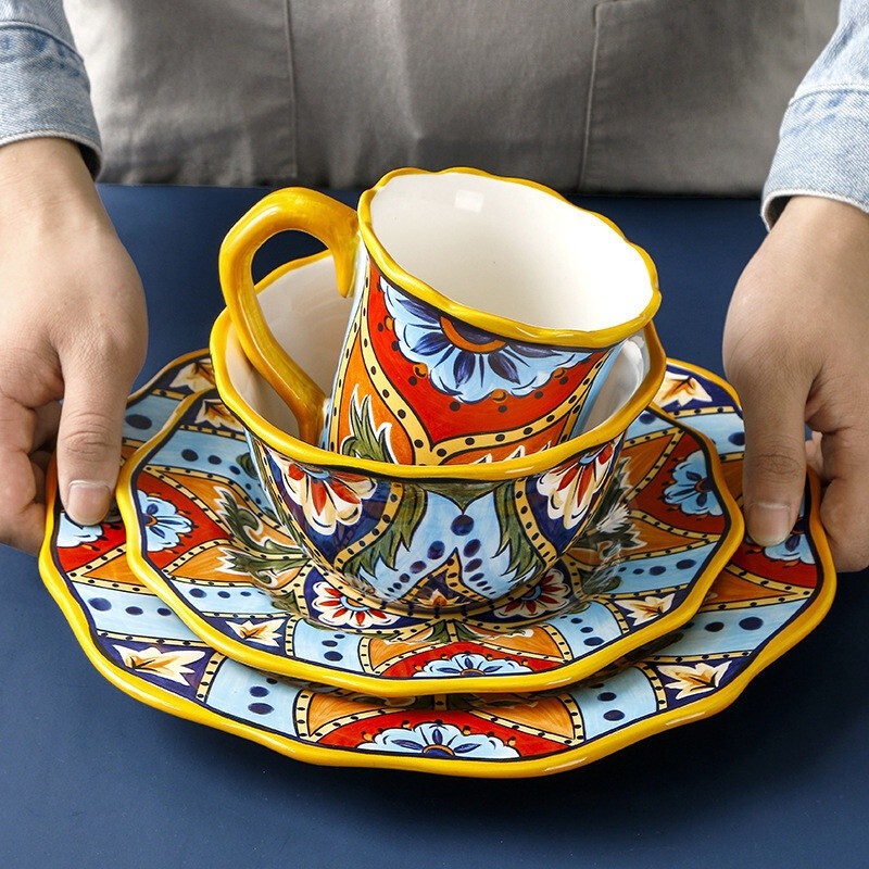 [lianju · Life hall] Creative HandPainted Ceramic Plate Western Food Plate Dish Plate Irregular Stea