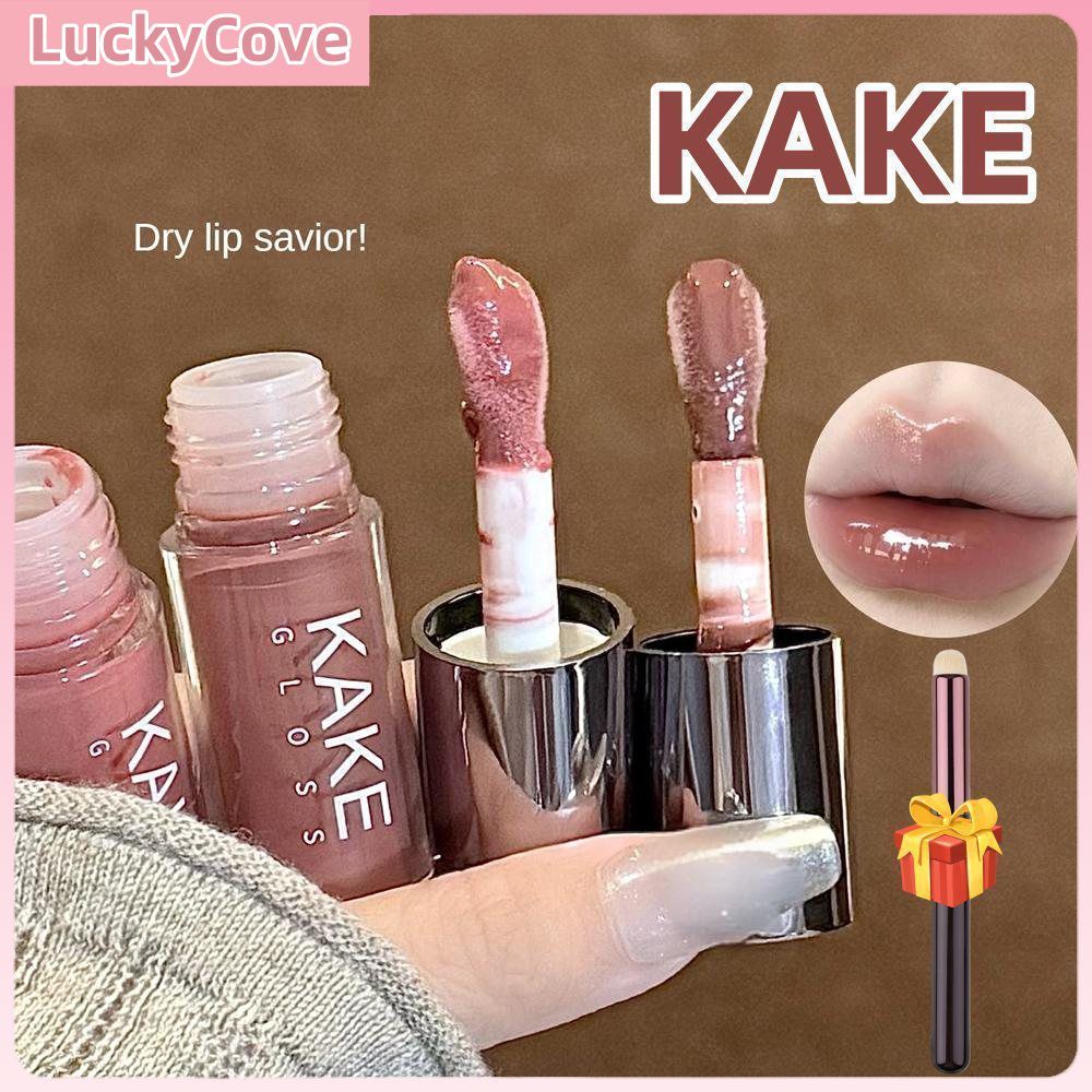 ของขวัญฟรี KAKE Glass Crystal Jelly Lip Gloss ลิปกลอสน้ํามันเอสเซนส์เนื้อบางเบา ลิปสติกเจลลี่สวย ลิป