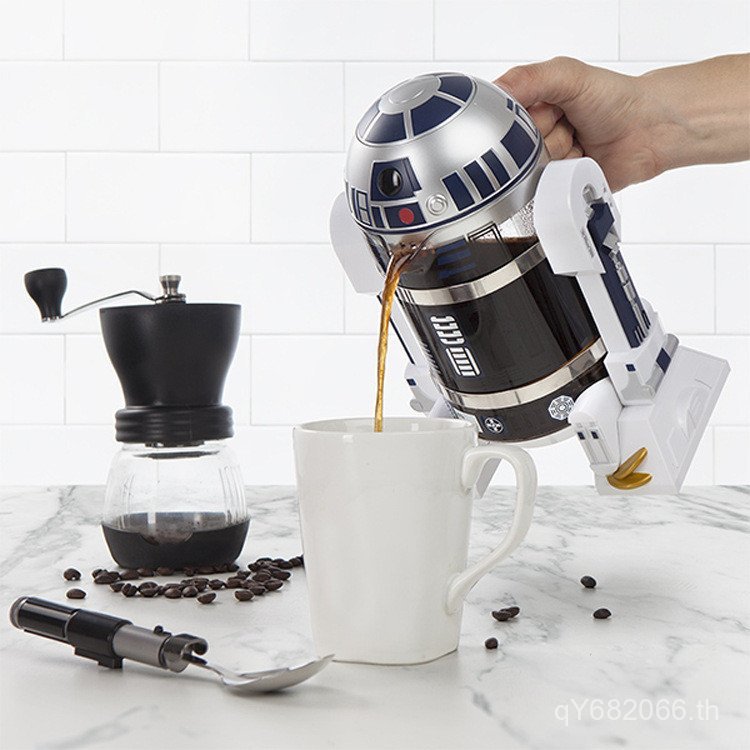 เครื่องชงกาแฟ Moka Robot Hand-Brewed เครื่องชงกาแฟ R2-D2 หม้อ French Press หม้อในครัวเรือน Mini Star