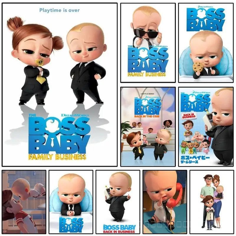 1PC 1PC Boss Baby โปสเตอร์ Self-กาวศิลปะกระดาษกันน้ําสติกเกอร์กาแฟ House Bar Room Wall Decor