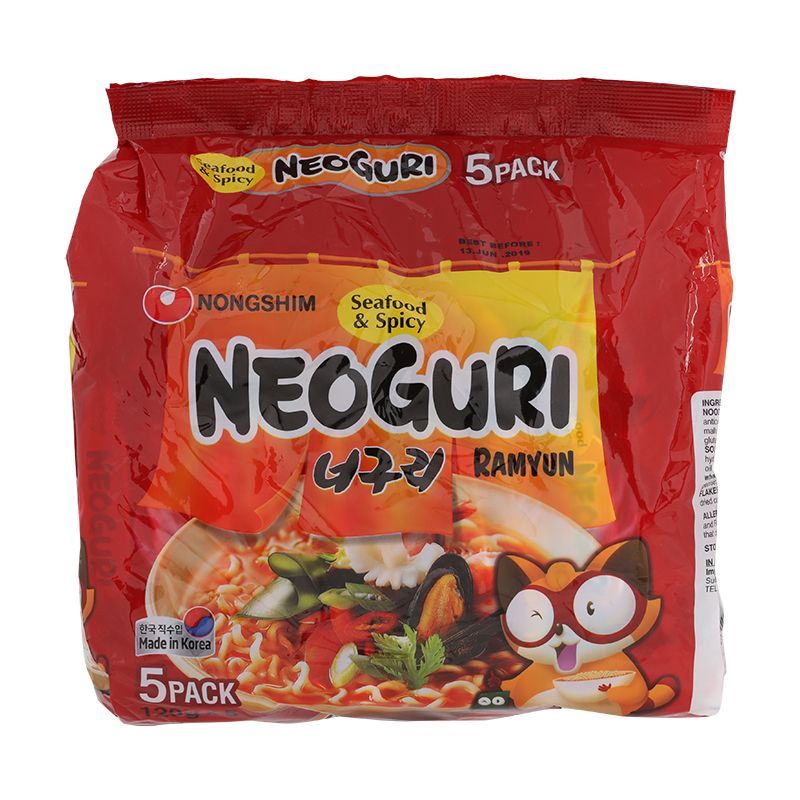 นงชิมบะหมี่กึ่งสำเร็จรูปรสอาหารทะเลชนิดเผ็ด 120ก แพค 5 Nongshim Spicy Seafood 120g X5 [หมายเลขบาร์โค้ด 0031146157563 ]