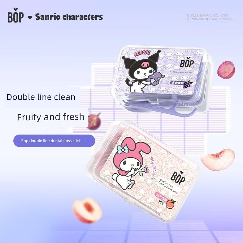 ไหมขัด dental floss BOP Pop Double Floss ไหมขัดฟัน Kulomi ไหมขัดฟันฟรุ๊ตตี้ Ultra-Fine Floss Boxed F