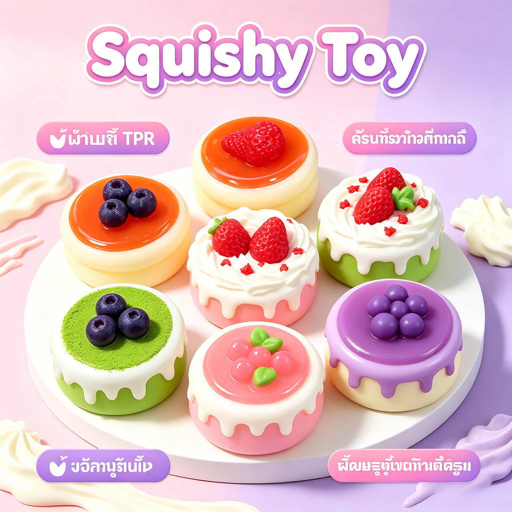 จําลอง Souffle เค้ก Squishy ของเล่น Creative Decompression Props ของขวัญบรรเทาความเครียดสําหรับเด็กและผู้ใหญ่