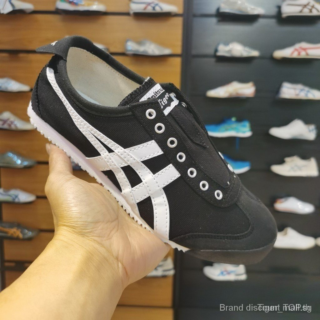 [คลังสินค้าพร้อม] รองเท้าผ้าใบ Tiger Mexico 66 Unisex รองเท้าเสือสีดําและสีขาวย้อนยุคน้ําหนักเบา # M