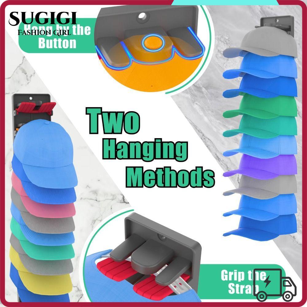 SUGIGI หมวกสําหรับเบสบอลหมวก,ประหยัดพื้นที่ปรับเบสบอล Rack,พลาสติกทนทานติดผนังหมวก Rack Organizer Rack