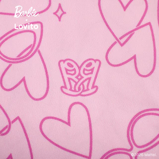 (New Arrival) Barbie™ X Lovito เสื้อท็อปสีชมพูผู้หญิง ฤดูใบไม้ผลิ/ร้อน แขนสั้น คอปก เอวกลาง ขากว้าง กระดุมหน้า ขอบสีตัดกันและกระเป๋า เกาหลี อินเทรนด์ LBL5AD023