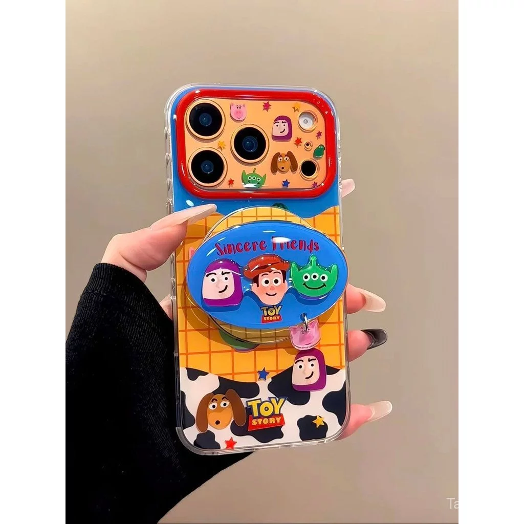 เคสโทรศัพท์ เหมาะสําหรับ iPhone 11 12 13 14 15 16 17 Pro max Toy Story + วงเล็บวางกันกระแทกกันกระแทกป้องกันกรณีรวมทุกอย่าง OSEH