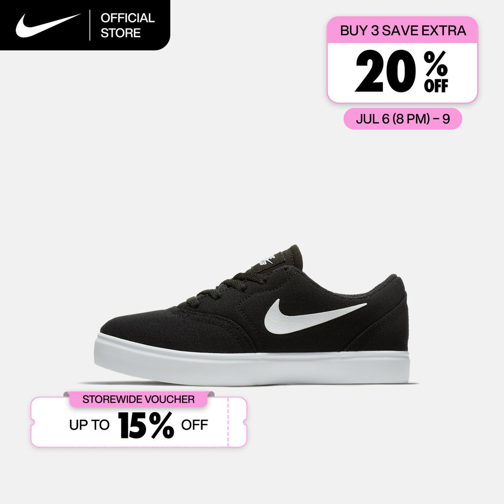 Nike SB Younger Kids' Check Canvas Skate Shoes - Black [905371-003]
