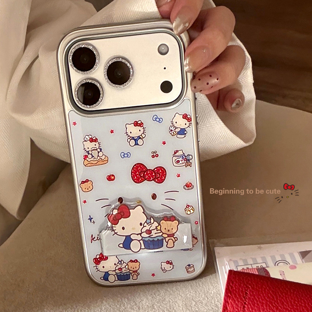 Phone Phone Case Blue Cat Cartoon Stand เหมาะสําหรับ Apple, Huawei Phone Case Gilt