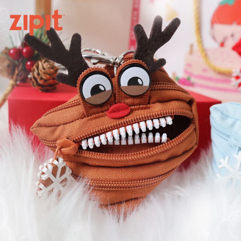 Zipit กระเป๋าใส่เหรียญคริสต์มาส Elk จี้กระเป๋าใส่เหรียญขนาดเล็กกระเป๋าใส่เหรียญนักเรียน Key หูฟัง St