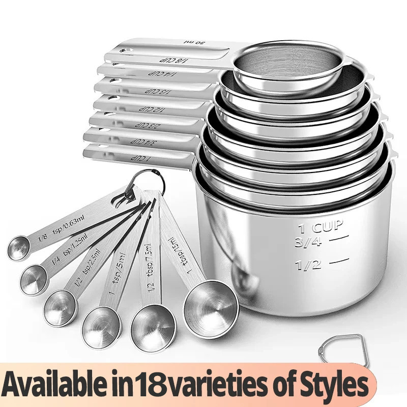 Measuring Cups & Spoons Set - Premium Stainless Steel Measuring Cups and Measuring Spoons for Dry an
