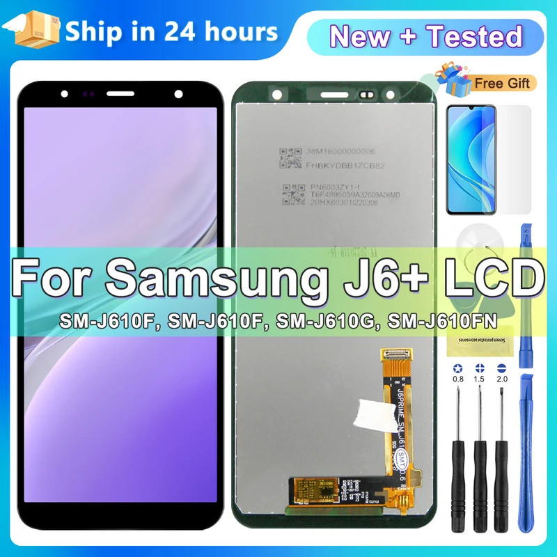J610 สําหรับ Samsung J6 + J610 J610F J610FN จอแสดงผล LCD Touch Screen Digitizer Assembly สําหรับ Sam