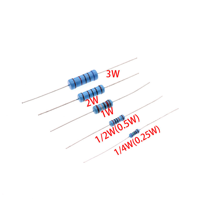1/4W 1/2W 1W 2W 3W โลหะสีฟิล์มแหวนต้านทาน 1.5K 1.8K 2K 2.2K 2.4K 2.7K OHM 1%