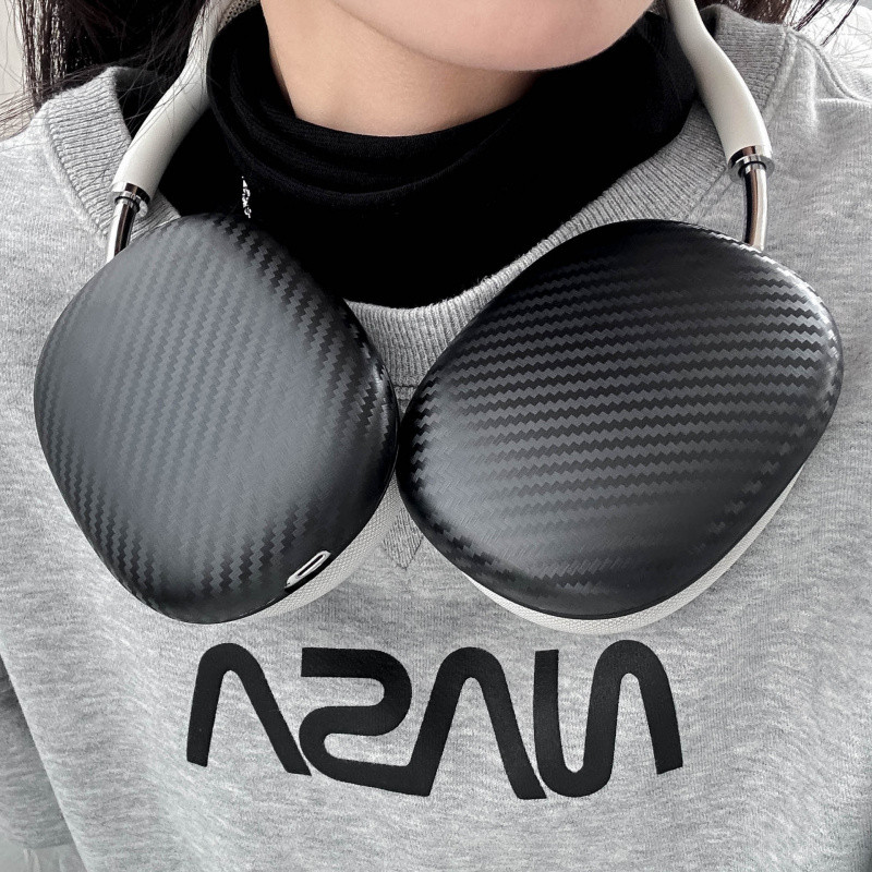 เข้ากันได้กับฝาครอบป้องกันหูฟังแบบครอบหูคาร์บอนไฟเบอร์ AirPods max 1/2 รุ่น