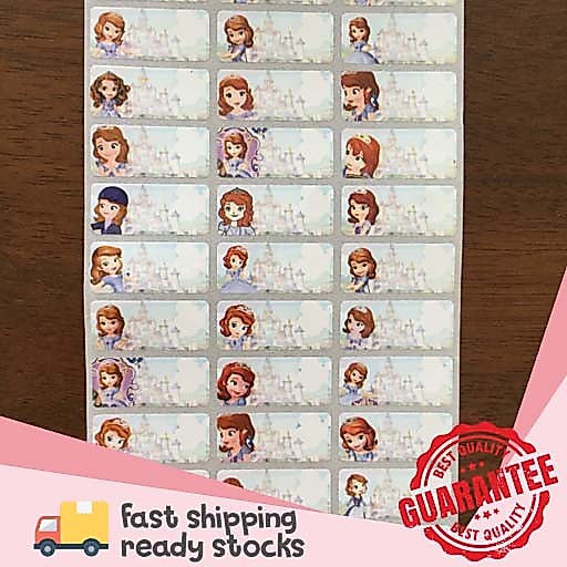 Sofia The First Sticker Name / Book Sticker / Cartoon Sticker / Waterproof Sticker / Sticker Nama