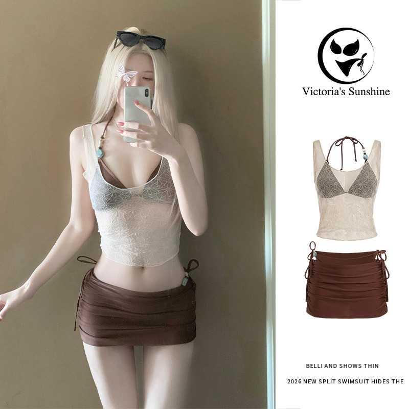 ชุดว่ายน้ำสตรีตวันสุดสัปดาห์ bikini beach บิกินี่ใหม่2026 4ชิ้น ใส่ไปทะเล มีฟองน้ำ#1139