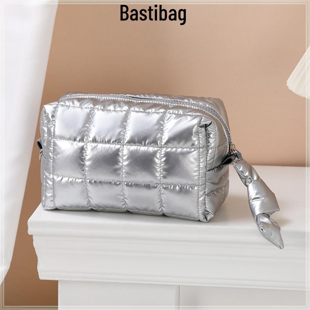 BASTIBAG กระเป๋าถือ, ซิปขนาดใหญ่ปักเป้ากระเป๋าแต่งหน้า, Travel Puffy เบาะผ้าฝ้ายนุ่มกระเป๋าแป้งสําหรับผู้หญิง
