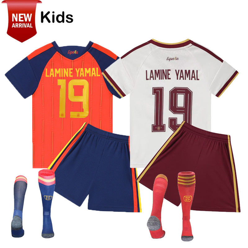 2026 W-Cup 2 StarSpain Home/Away Football Jersey Set LAMINE YAML #19 ชุดฟุตบอลถุงเท้าเสื้อ + กางเกงขาสั้นสูท