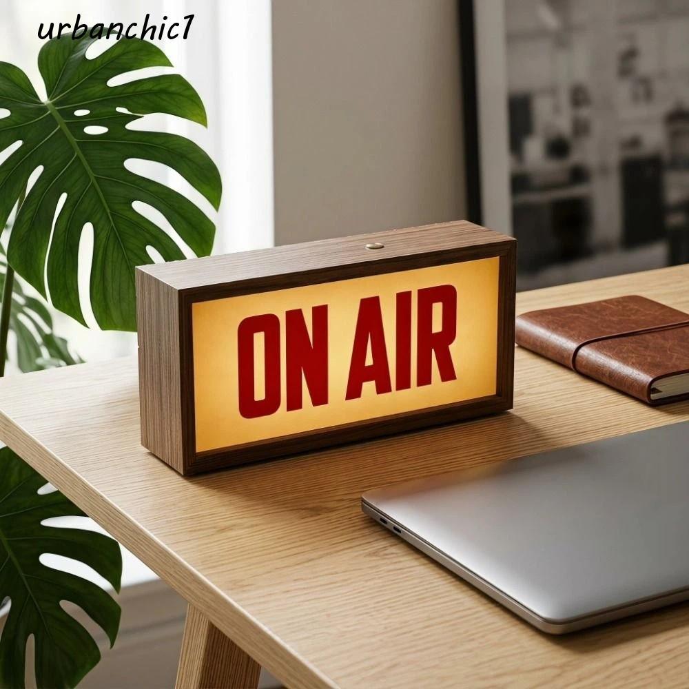 URBANCHIC ON AIR Sign, โต๊ะติดผนังกล่องไฟ LED, BROADCAST ปลั๊ก USB ออกอากาศ Light Up Design Illumina
