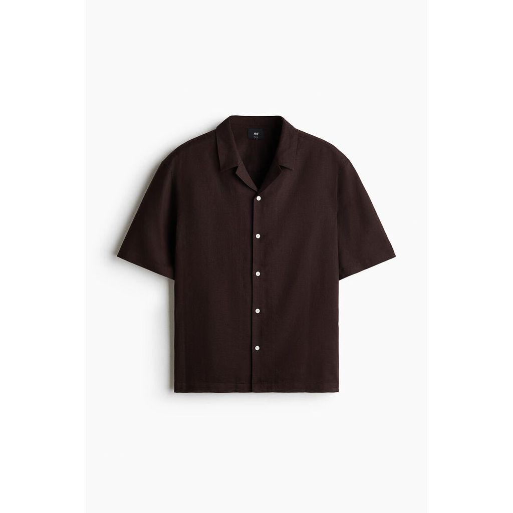 H&M(เอชแอนด์เอ็ม) เสื้อเชิ้ตรีสอร์ตผสมลินินทรงสบาย ผู้ชาย 1307418_4
