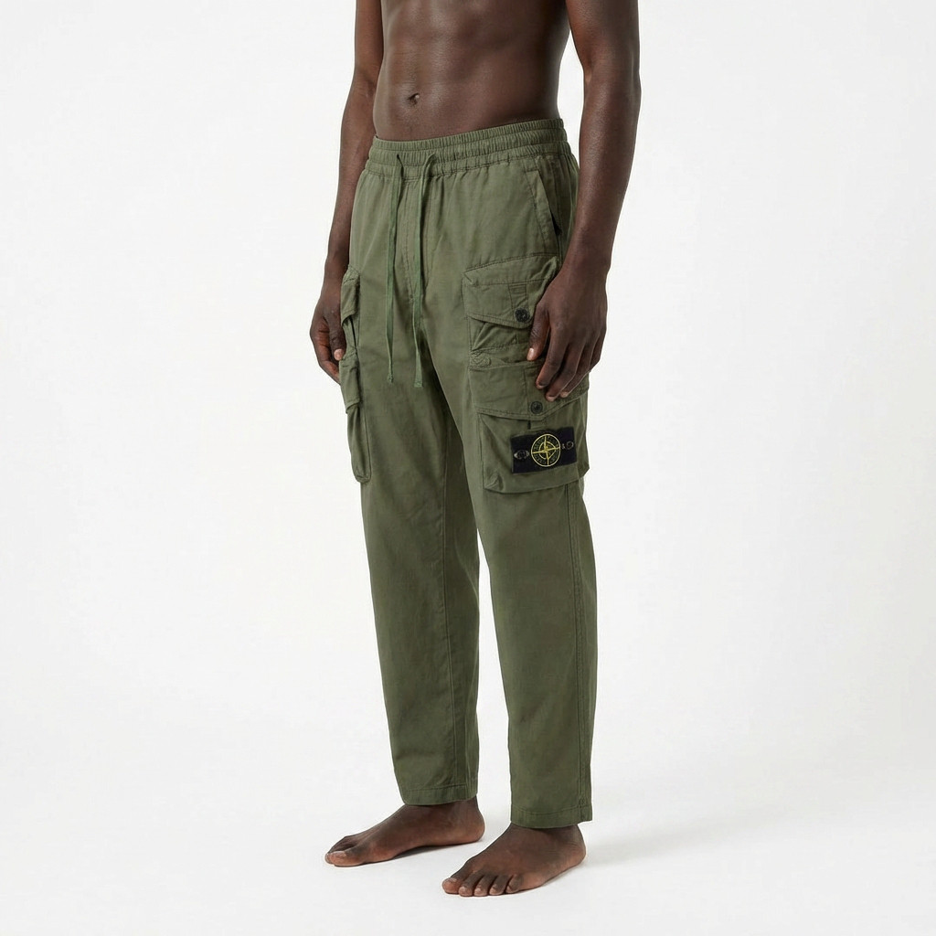 STONE ISLAND หิน ISLAND ผู้ชาย Cargo กางเกงขายาวหลายกระเป๋ากางเกงยุทธวิธีสําหรับกีฬากลางแจ้งเดินป่า 